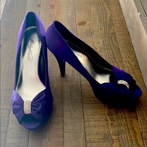 Purple heels with faux diamond accents